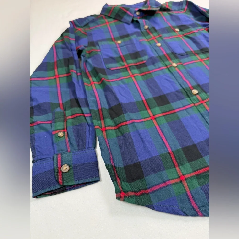 NWT CARTER'S Boys' Blue‎ & Green Tartan Plaid Long Sleeve Casual Button Down 10